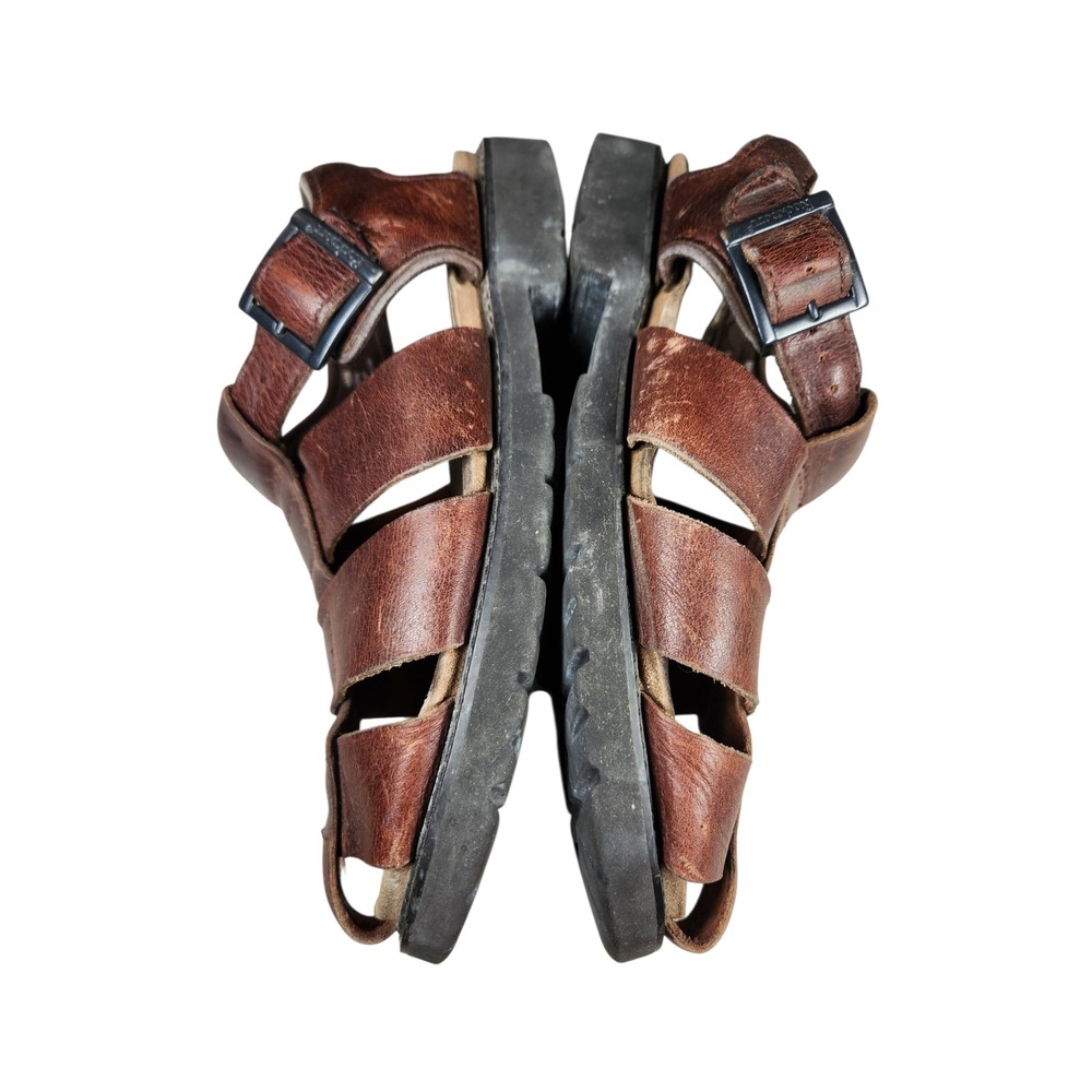 Vintage 90s Mens Brown Leather Fisherman Sandals Gorpcore Dad Shoes Grunge 10 - Picture 9 of 15